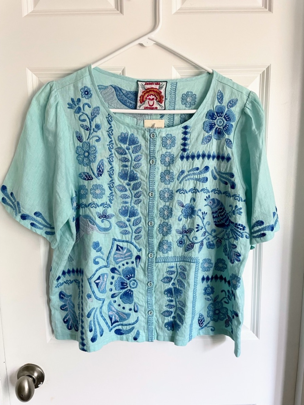 Johnny Was Flutter Sleeve Embroidered Yadira Top